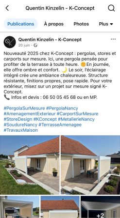 Gestion des réseaux sociaux Vosges – Facebook K-Concept par Côme Communication